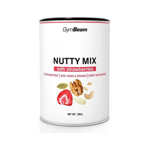 GymBeam Nutty Mix s jahodami 300 g